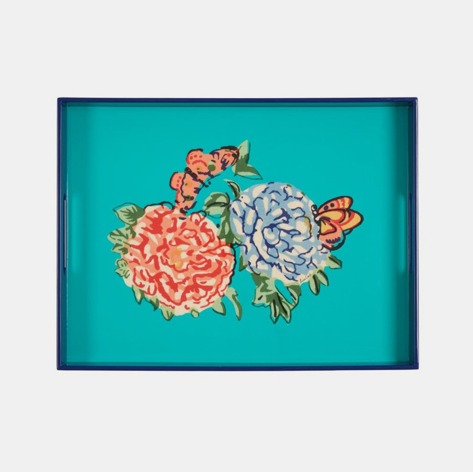 Queen Flower Green Rectangle Tray