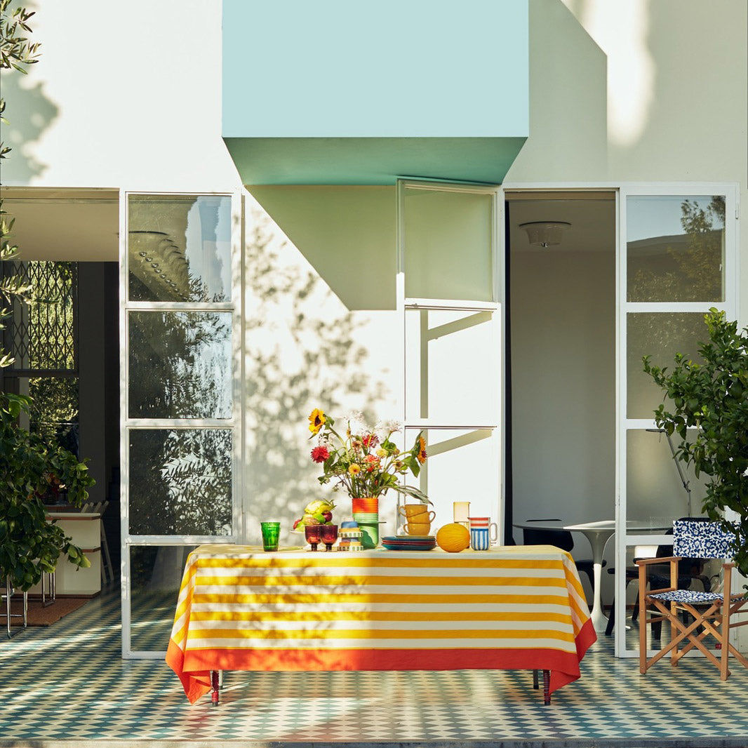 Nizam Stripes Sun Yellow Cotton Tablecloth