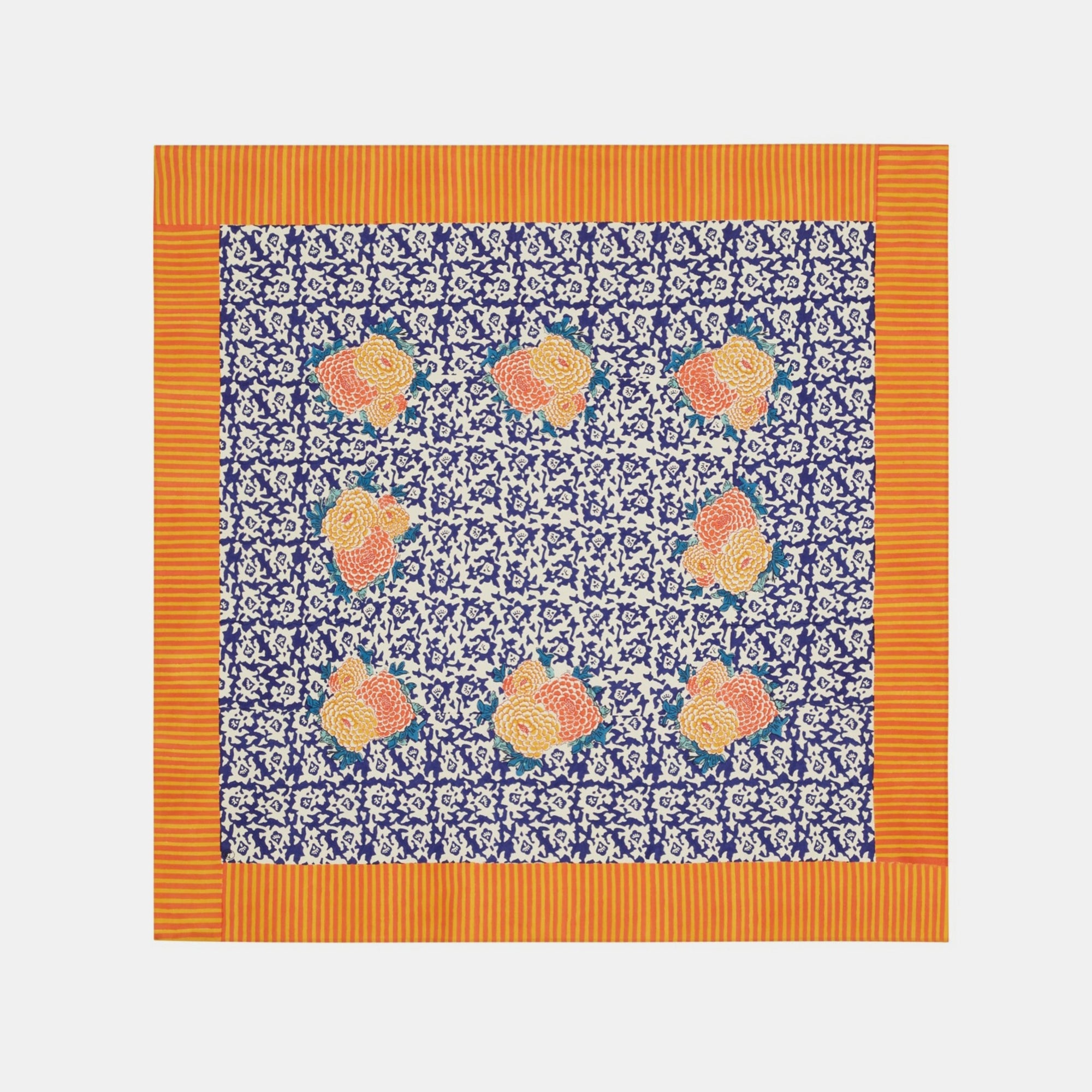Corolla Blue Cotton Tablecloth in Large Square