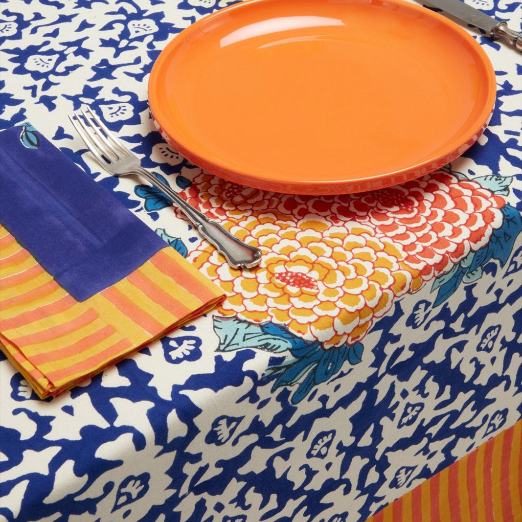 Corolla Blue Cotton Tablecloth