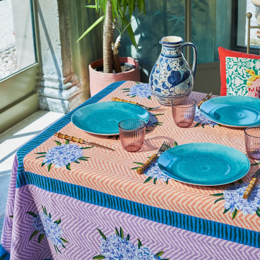 Oleander Lilac Cotton Tablecloth