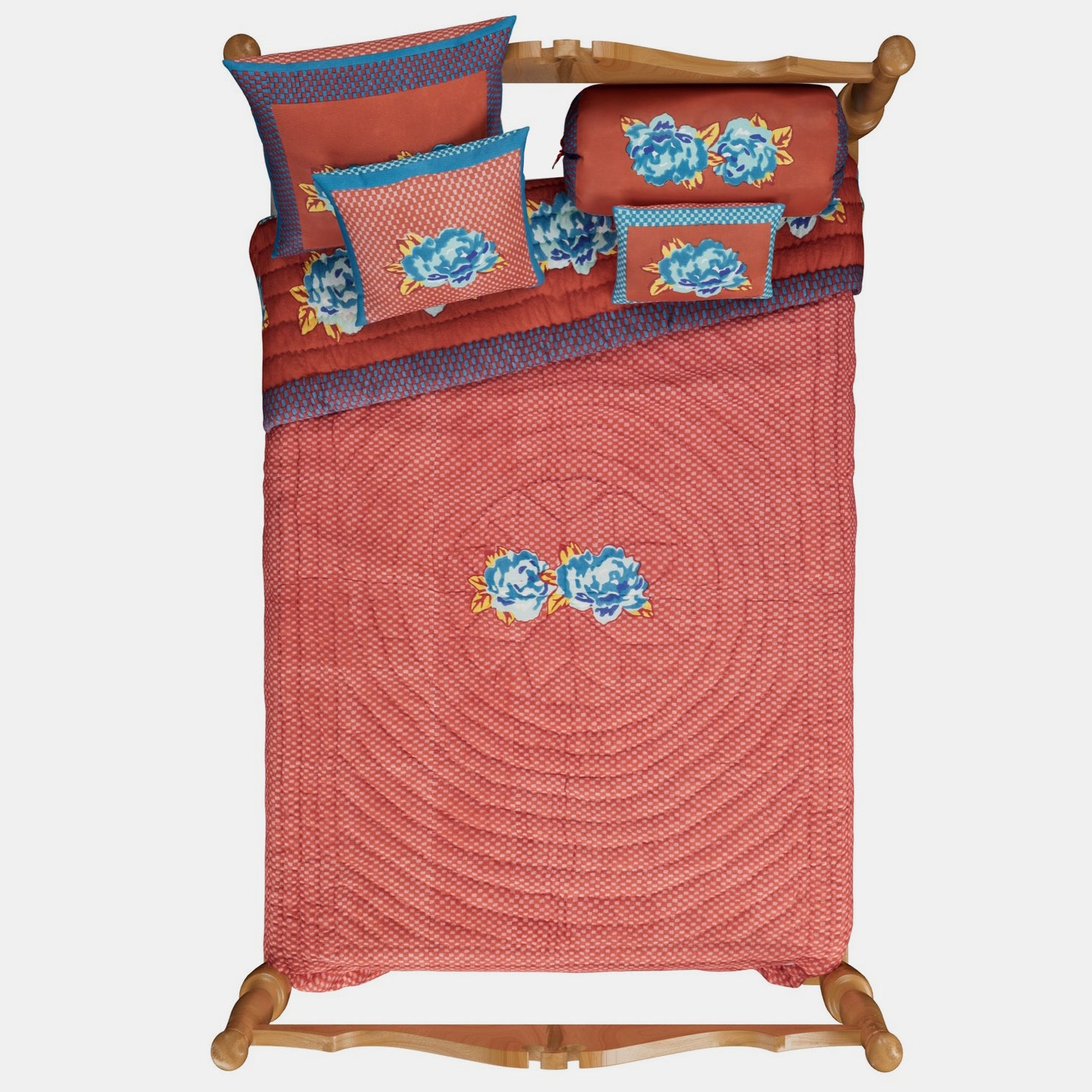 Double Peonia Rust Old Pink Quilt