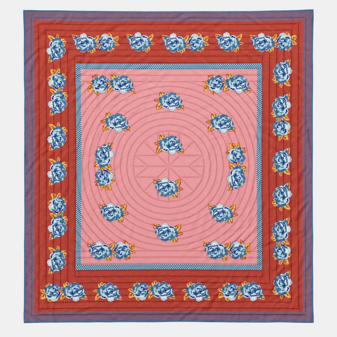 Double Peonia Rust Old Pink Quilt