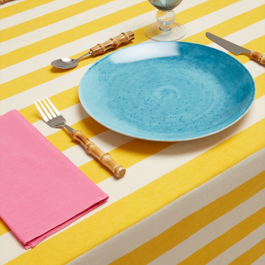 Nizam Stripes Sun Yellow Cotton Tablecloth