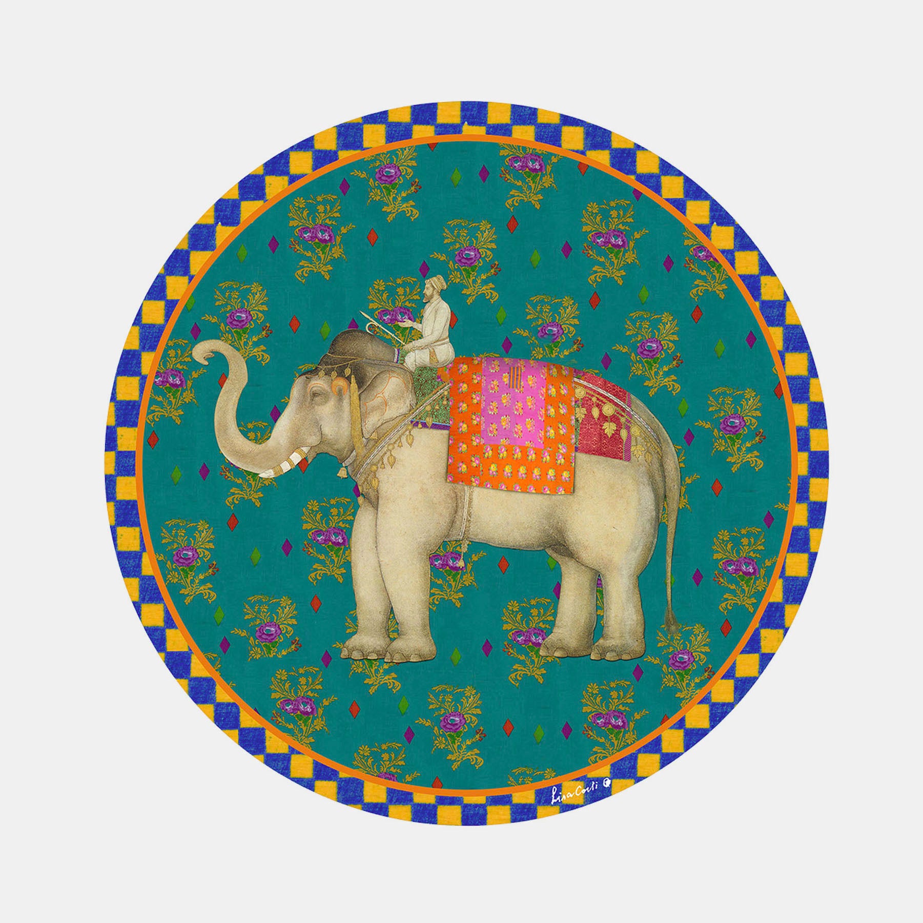 Round Elephant Peacock Placemat