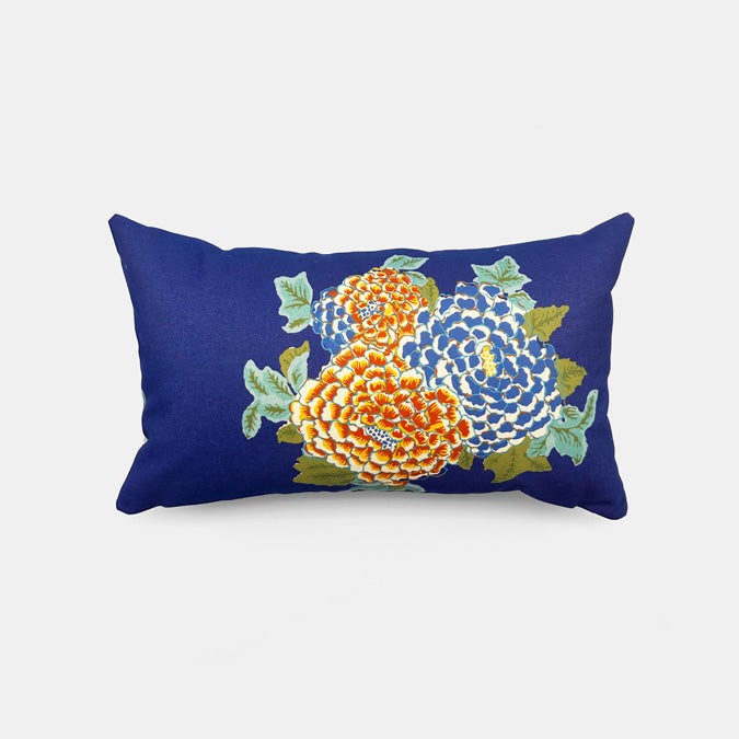 Corolla Blue Outdoor Lumbar Pillow