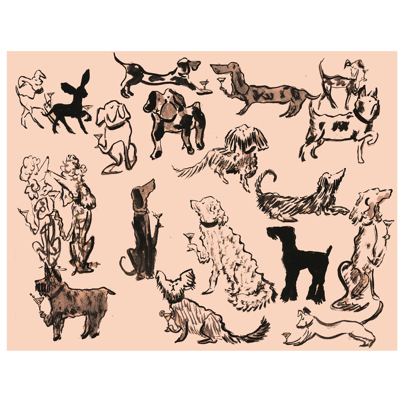Boozehounds on Pink Paper Print
