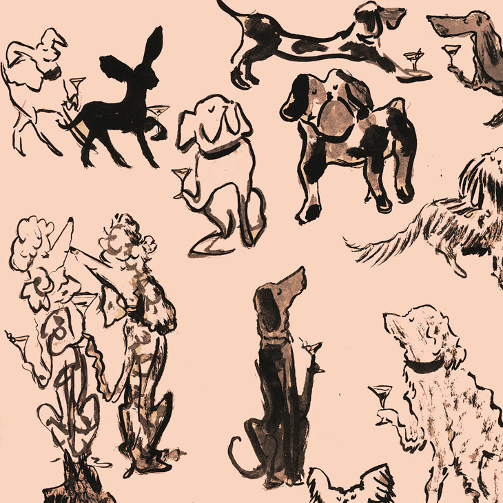 Boozehounds on Pink Paper Print