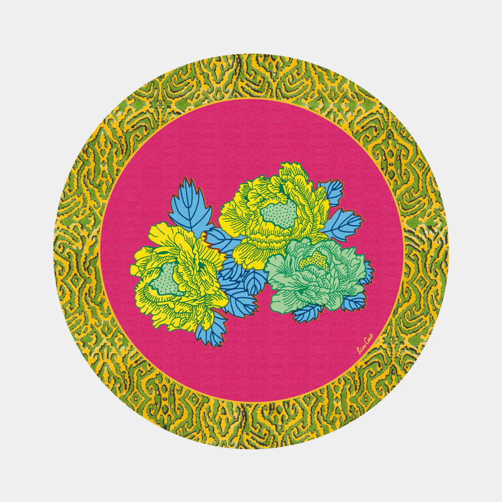 Round Kauai Peony Fuxia Placemat