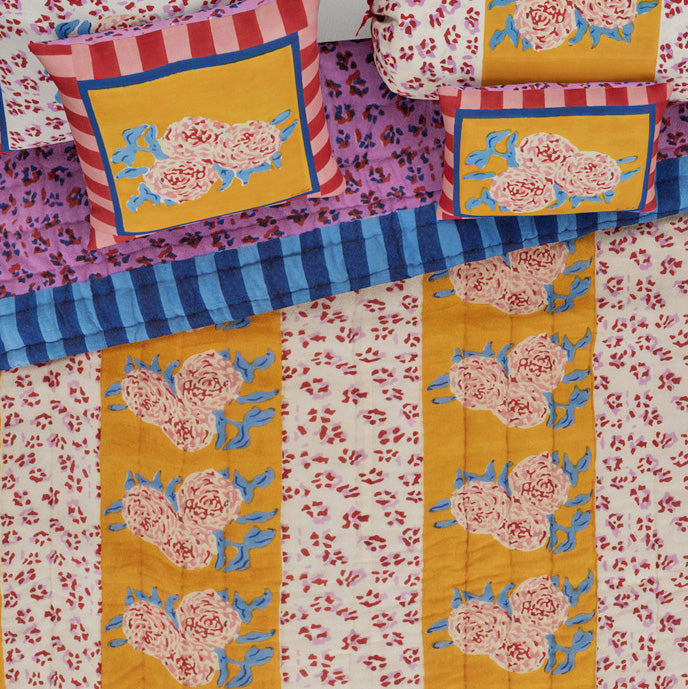 Leopard Stripes Gold Quilt