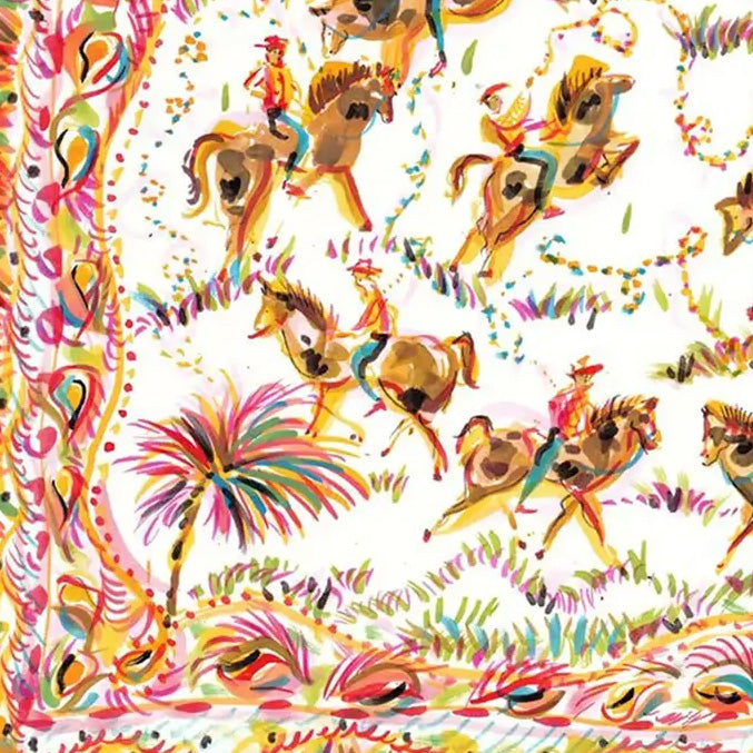 Cowboys and Pink Palms Print