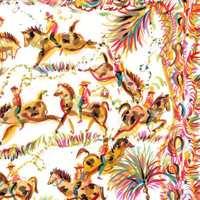 Cowboys and Pink Palms Print