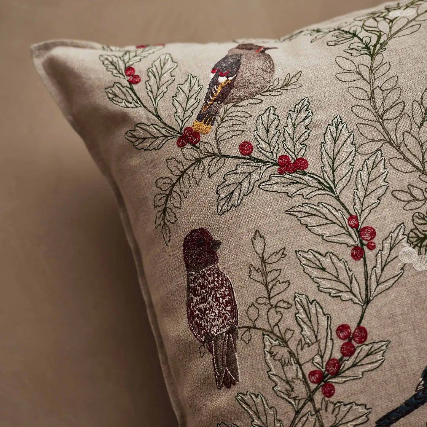 Winter Birds Square Pillow