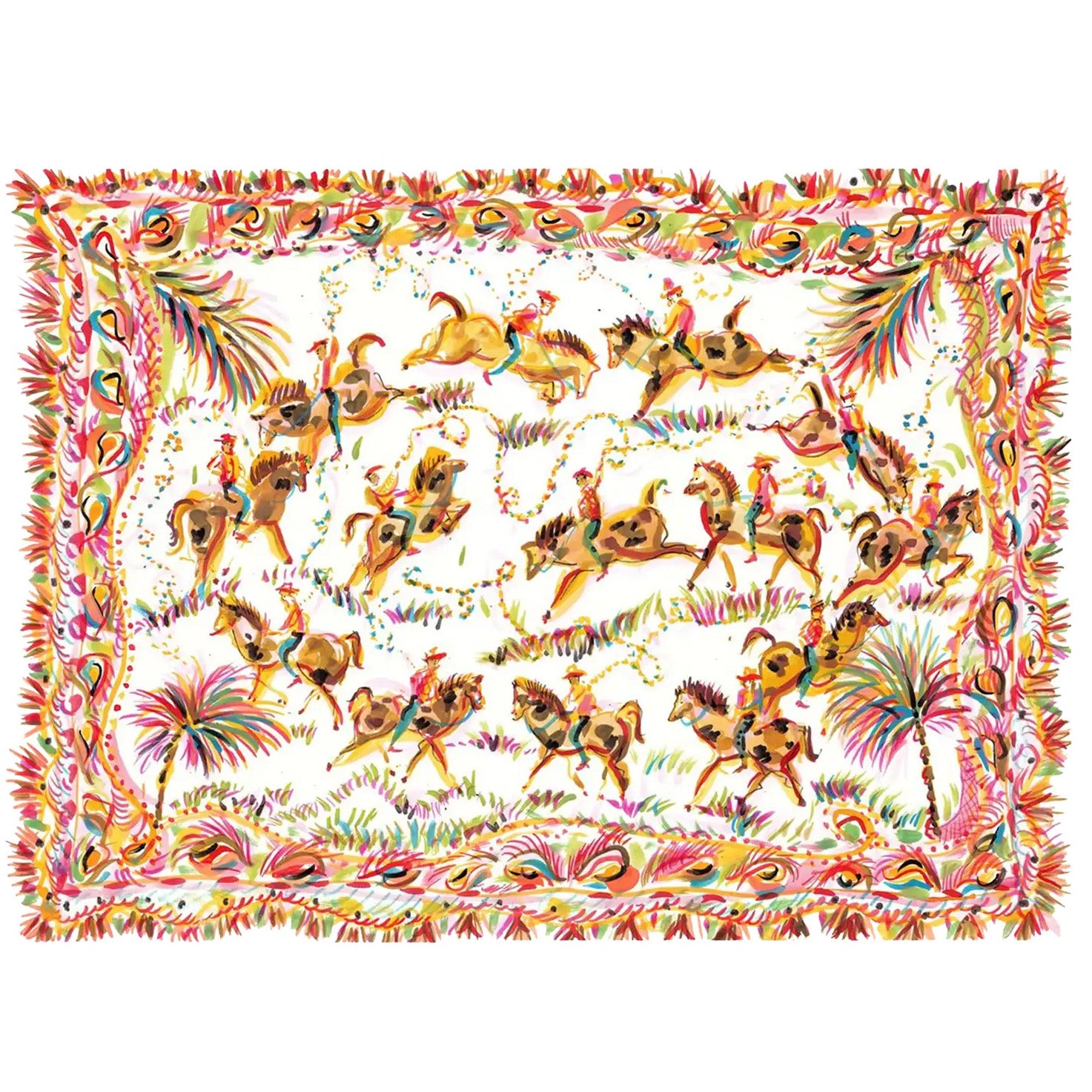 Cowboys and Pink Palms Print