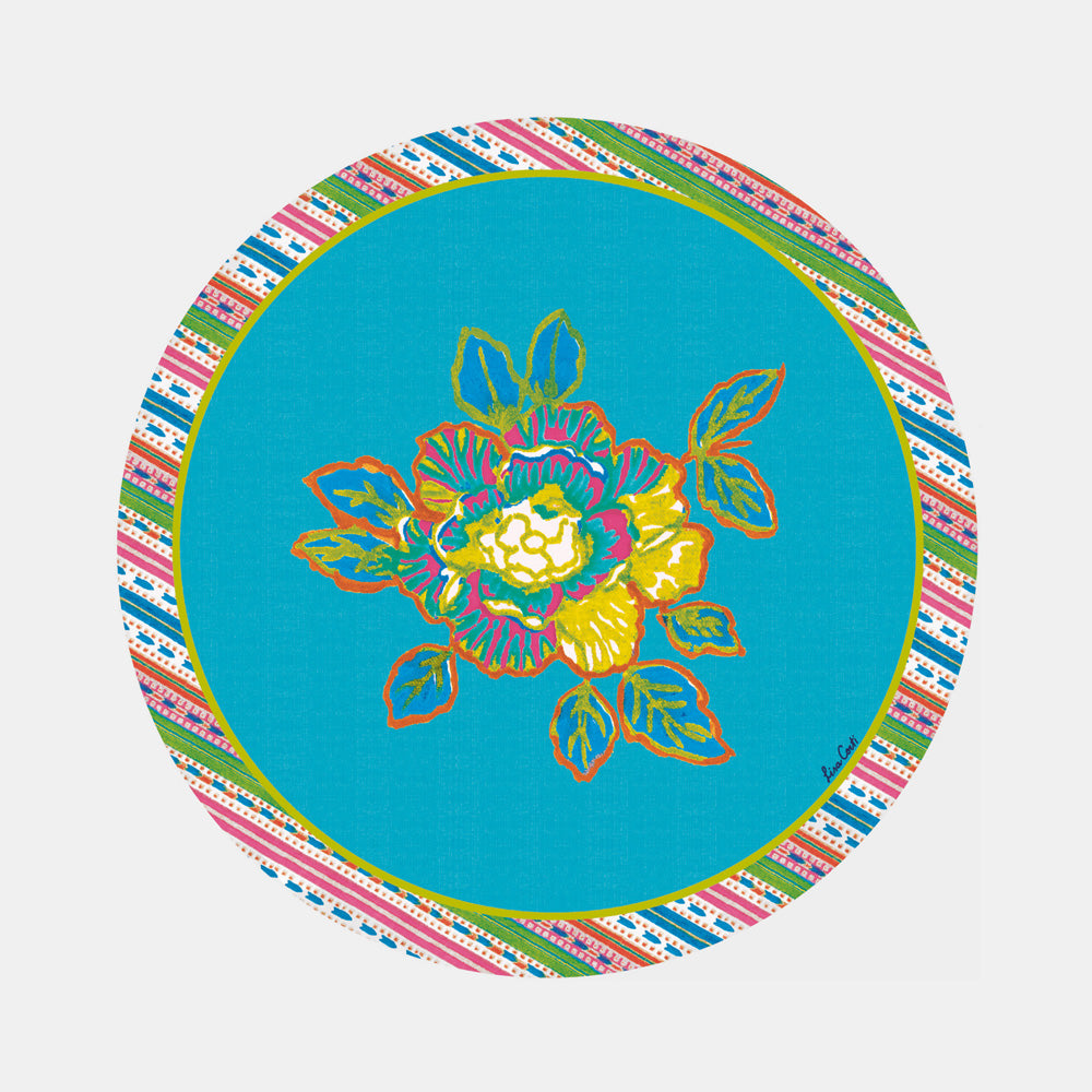 Round English Rose Celeste Placemat