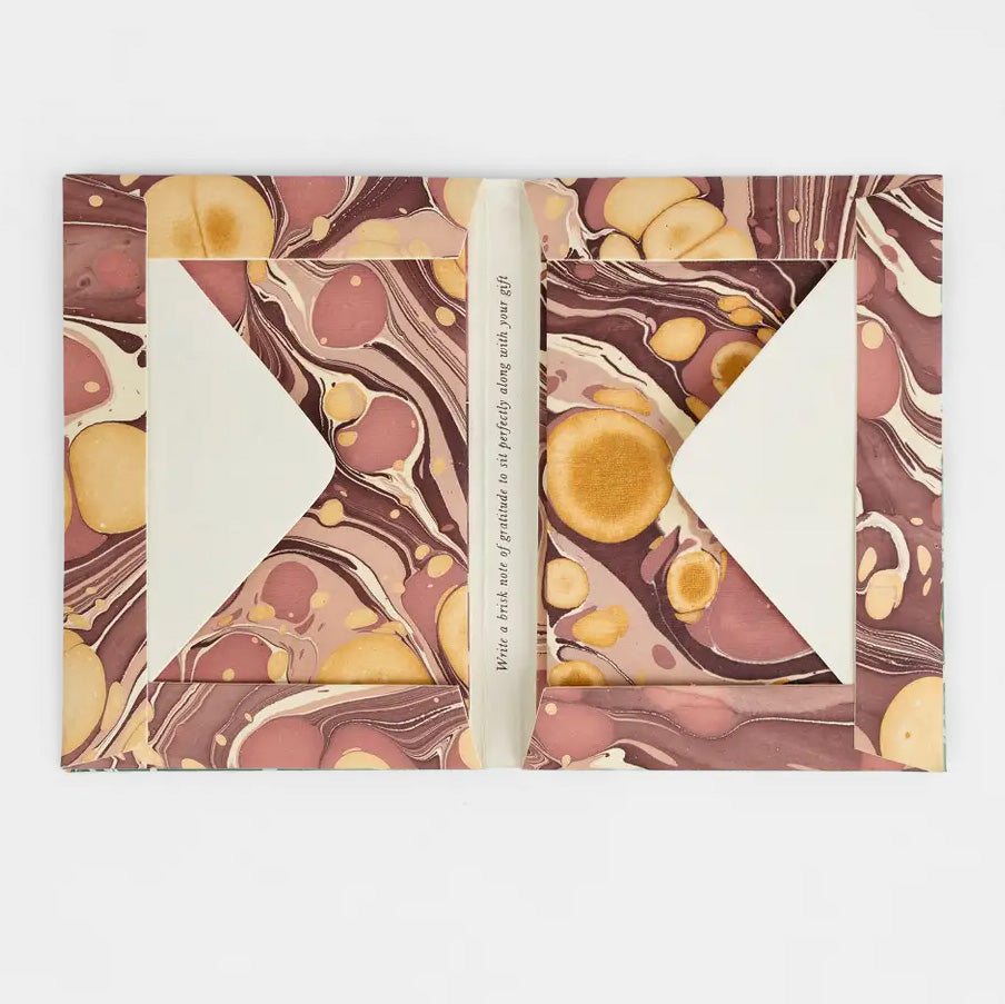 Hand Marbled Card Set in Pebble Burgundy