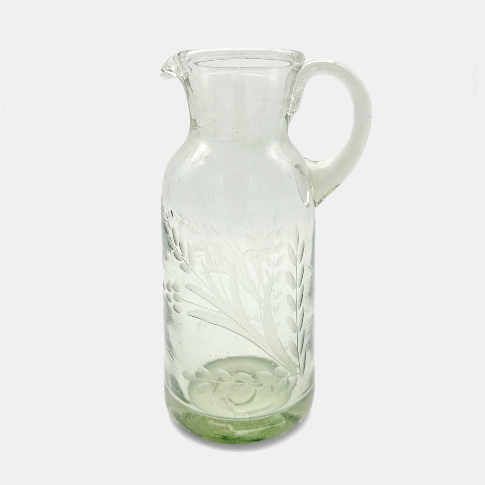 Hand-etched Glass Pitcher