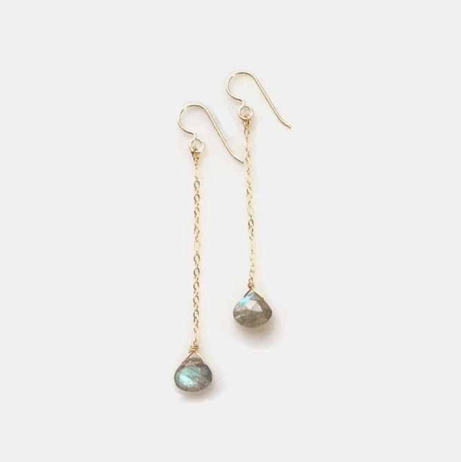 Gemstone Drop Earrings in Labradorite