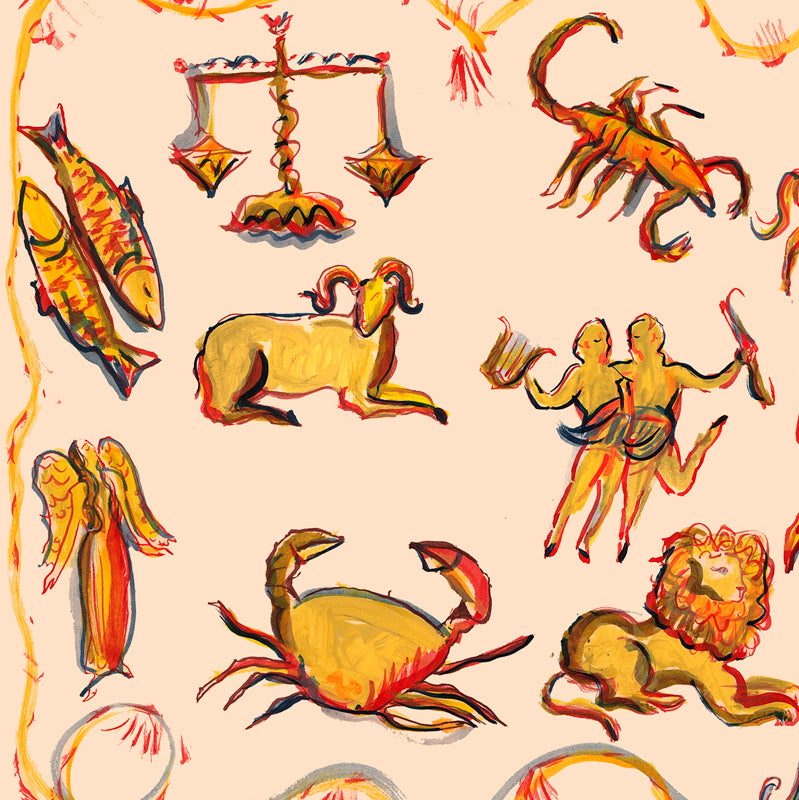 Zodiac Signs in Rose Print