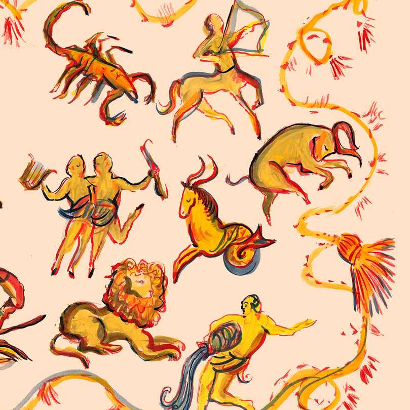 Zodiac Signs in Rose Print