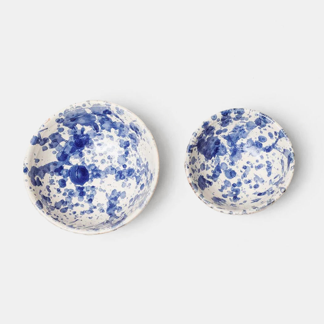Montegranaro Blue Splatterware Oil & Salt Dish Set