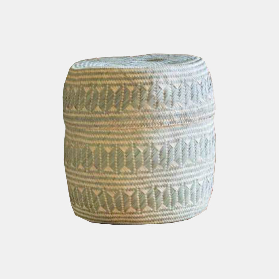 Light Green Lidded Basket in Medium