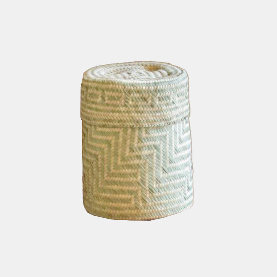 Light Green Lidded Basket in Small Tall