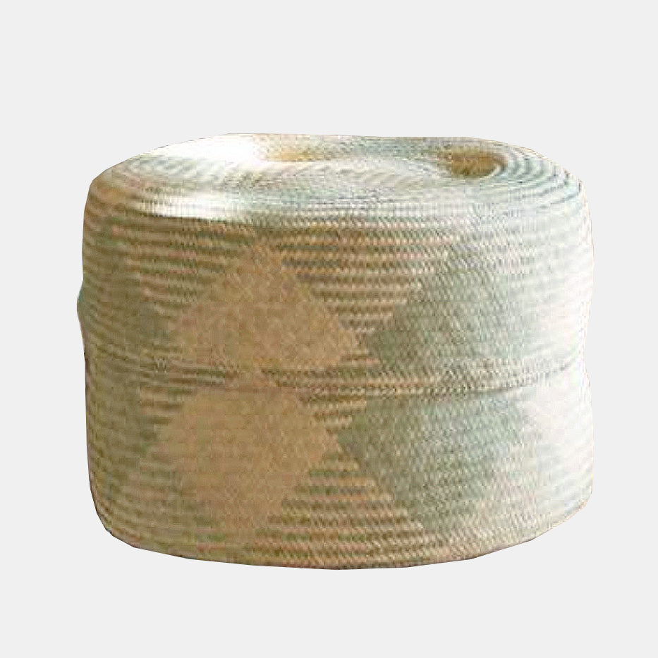 Light Green Lidded Basket in Large Wide