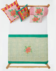 Lisa Corti Camelia Pink Magenta Throw Junior Quilt Block print cotton quilt at Collyer's Mansion