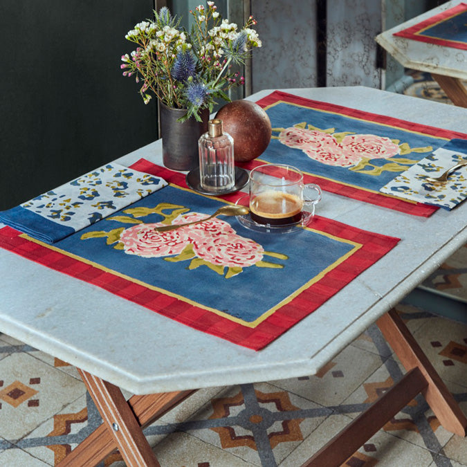 Leopard Stripes Dark Blue Canvas Placemat