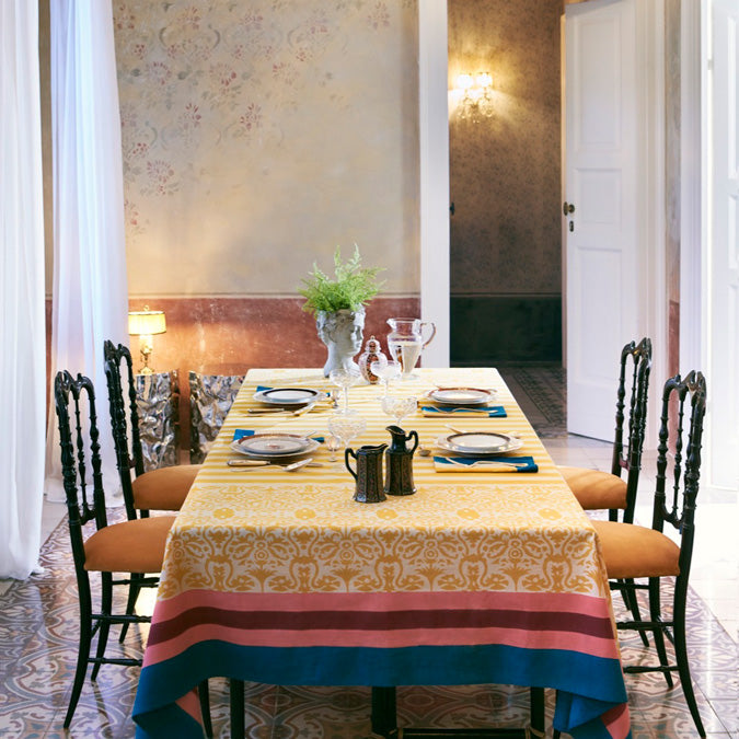 Damask Gold Cotton Tablecloth