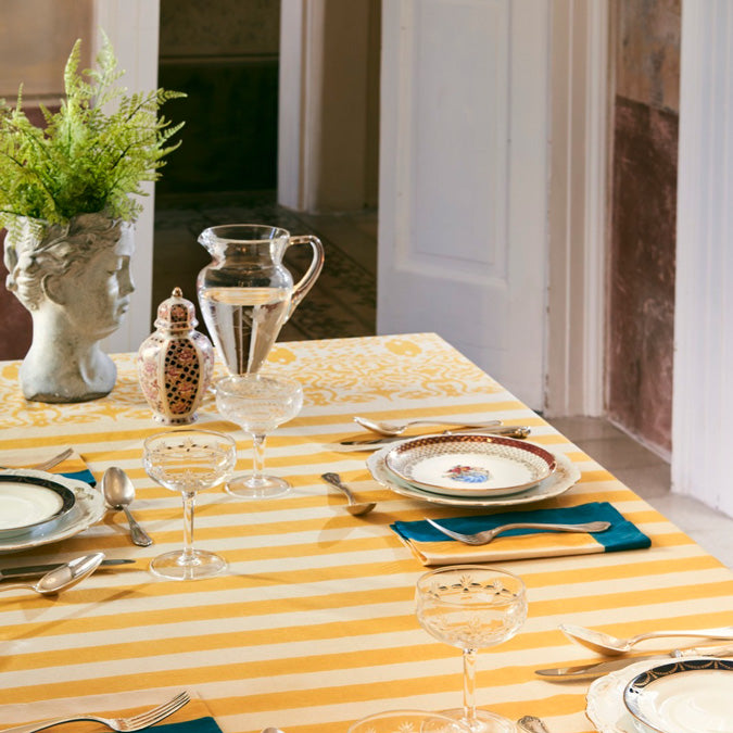 Damask Gold Cotton Tablecloth