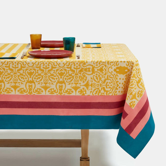 Damask Gold Cotton Tablecloth