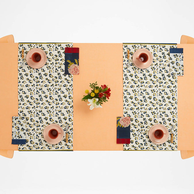 Leopard Stripes Dark Blue Table Runner