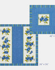 Lisa Corti Vienna Blue Cream Cotton Blockprint Tablecloth at Collyer's Mansion