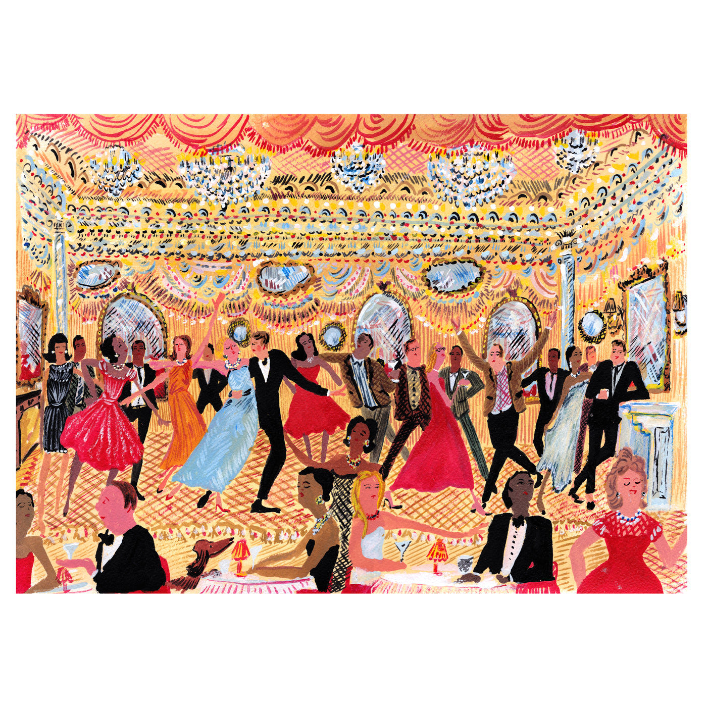 Red Dress Dance Party Print