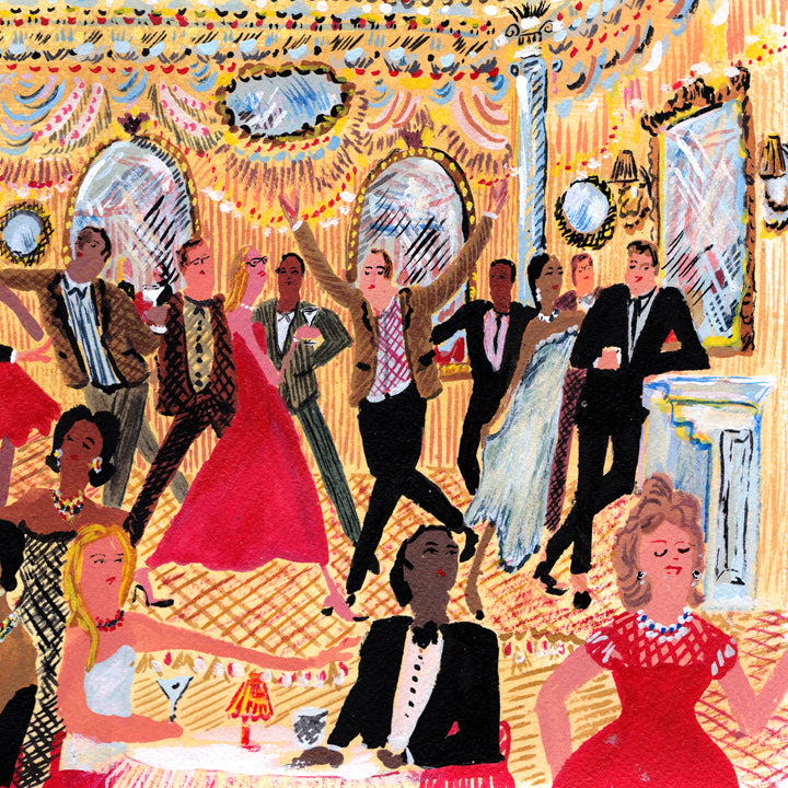 Red Dress Dance Party Print