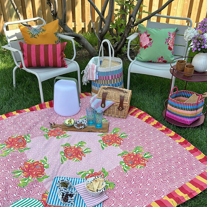 Pink Rust Outdoor Lumbar Pillow