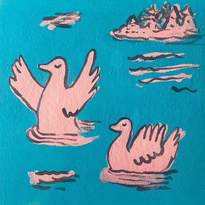 Pink Swans III by Steph Becker