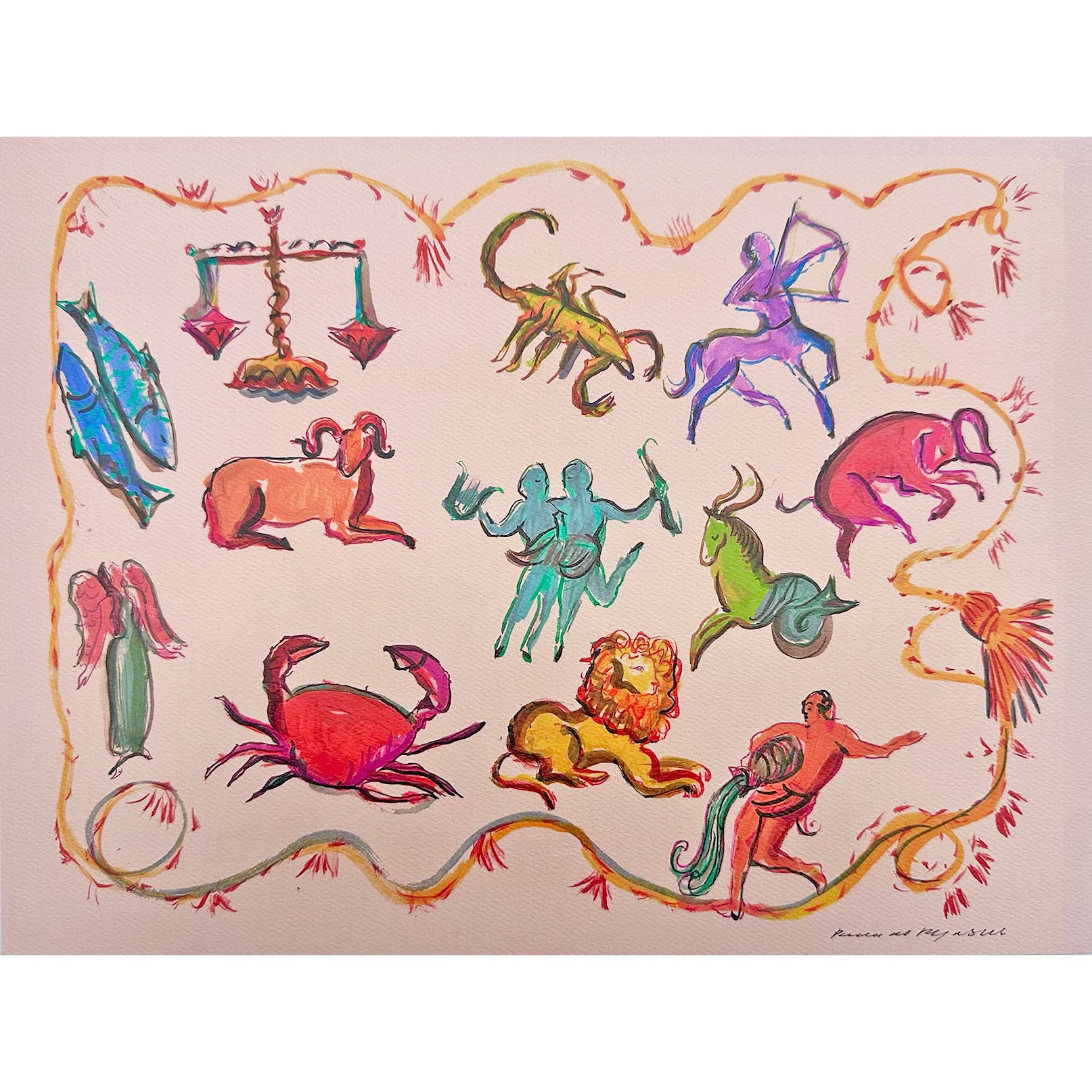 Zodiac Signs in Color Print