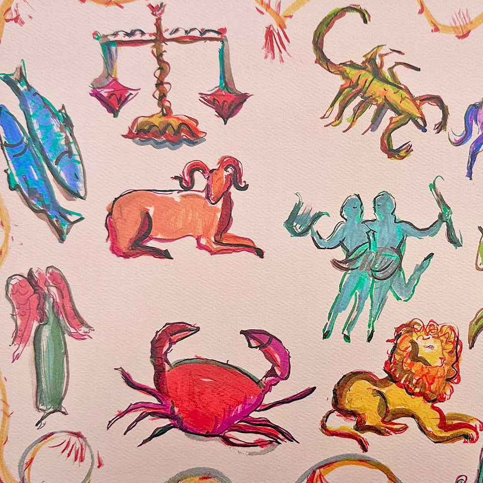 Zodiac Signs in Color Print