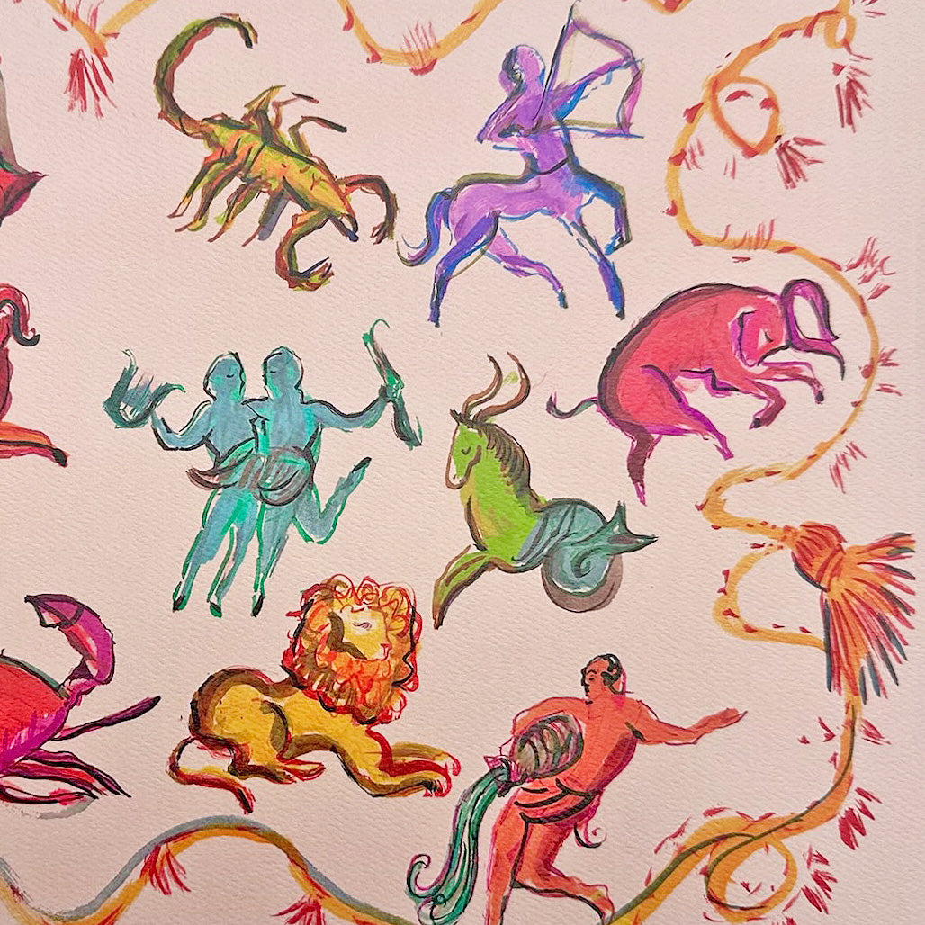 Zodiac Signs in Color Print
