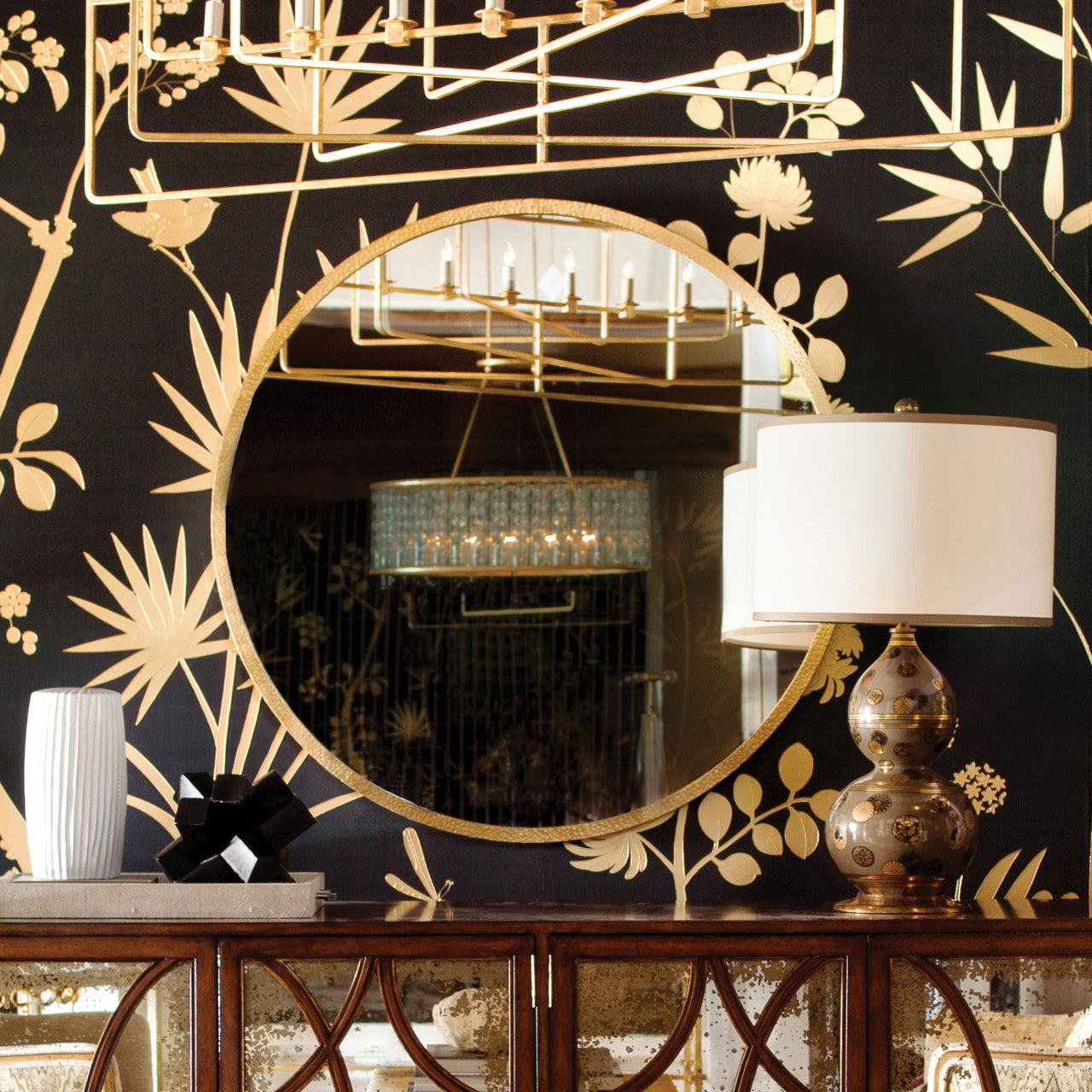 Aline Gold Round Mirror