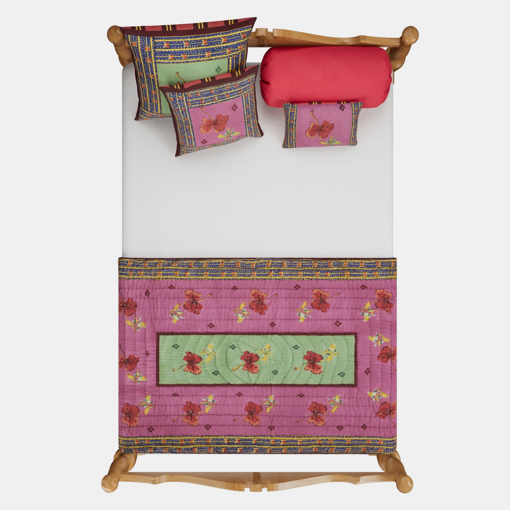 Ibisco Green Pink Junior Quilt