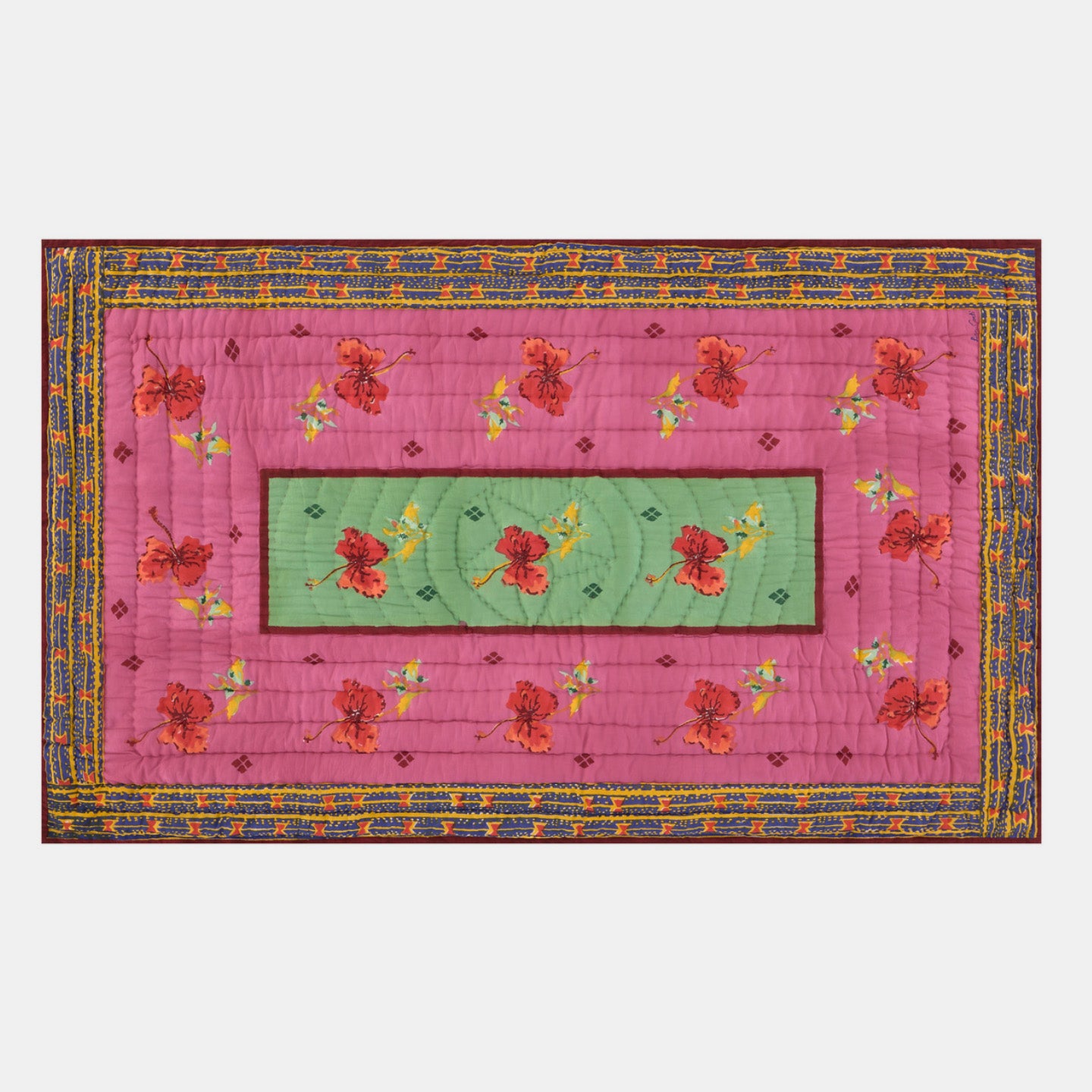 Ibisco Green Pink Junior Quilt