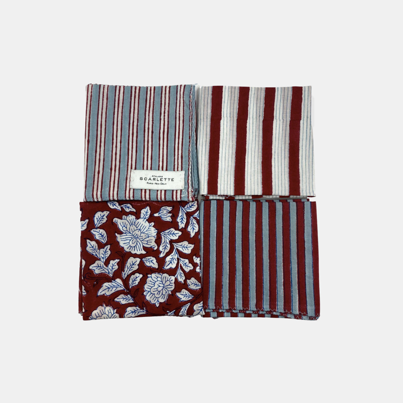 Red and Blue Napkins: Set of 4