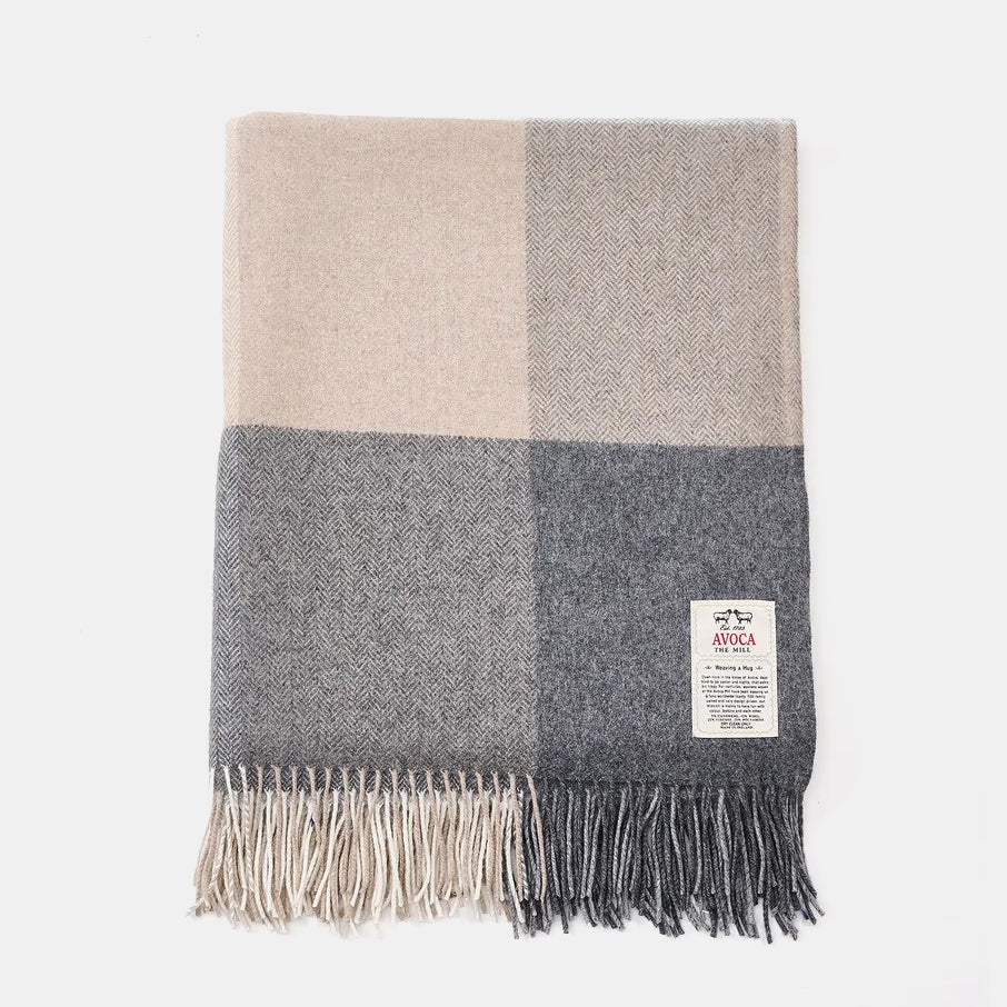 Rome Grey and Natural Cashmere Blend Throw