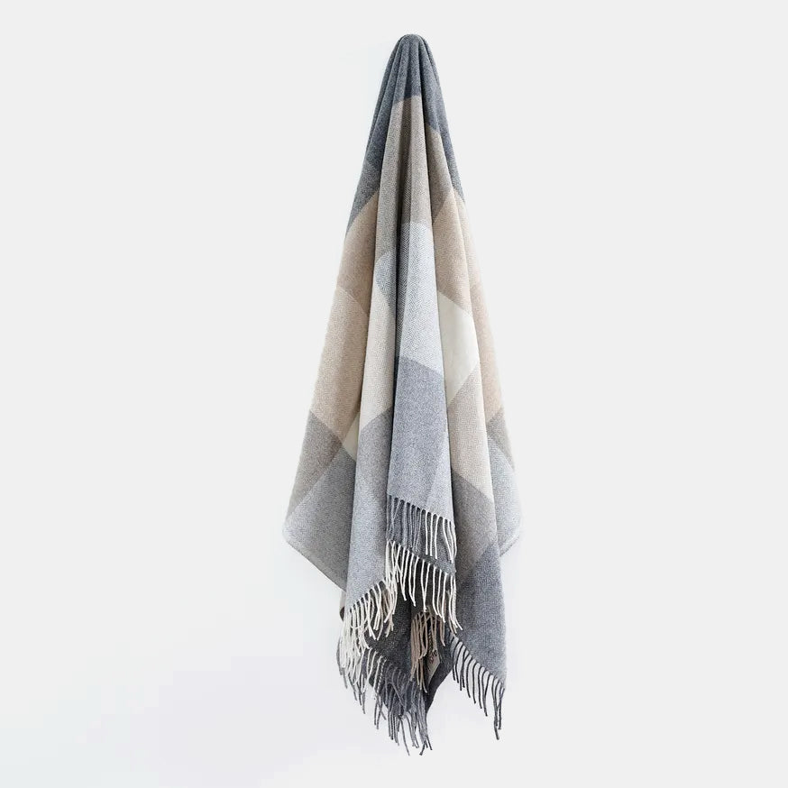 Rome Grey and Natural Cashmere Blend Throw