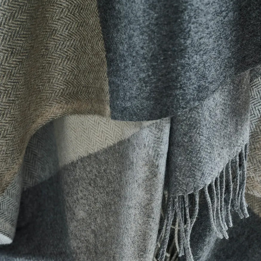 Rome Grey and Natural Cashmere Blend Throw