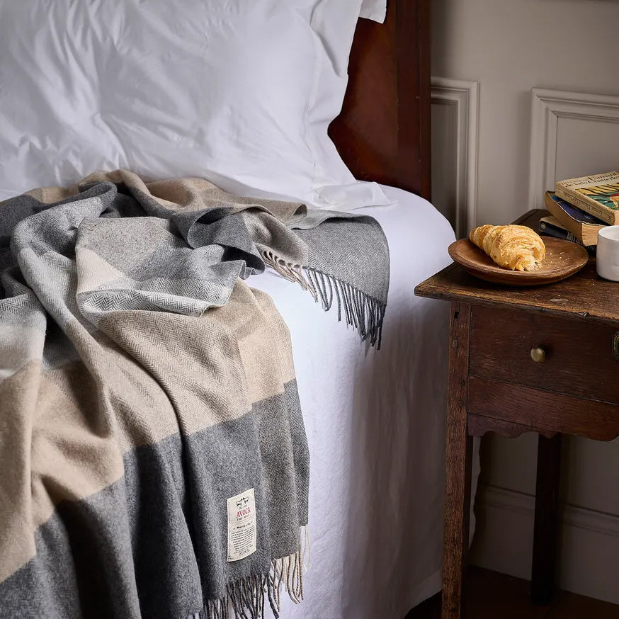 Rome Grey and Natural Cashmere Blend Throw